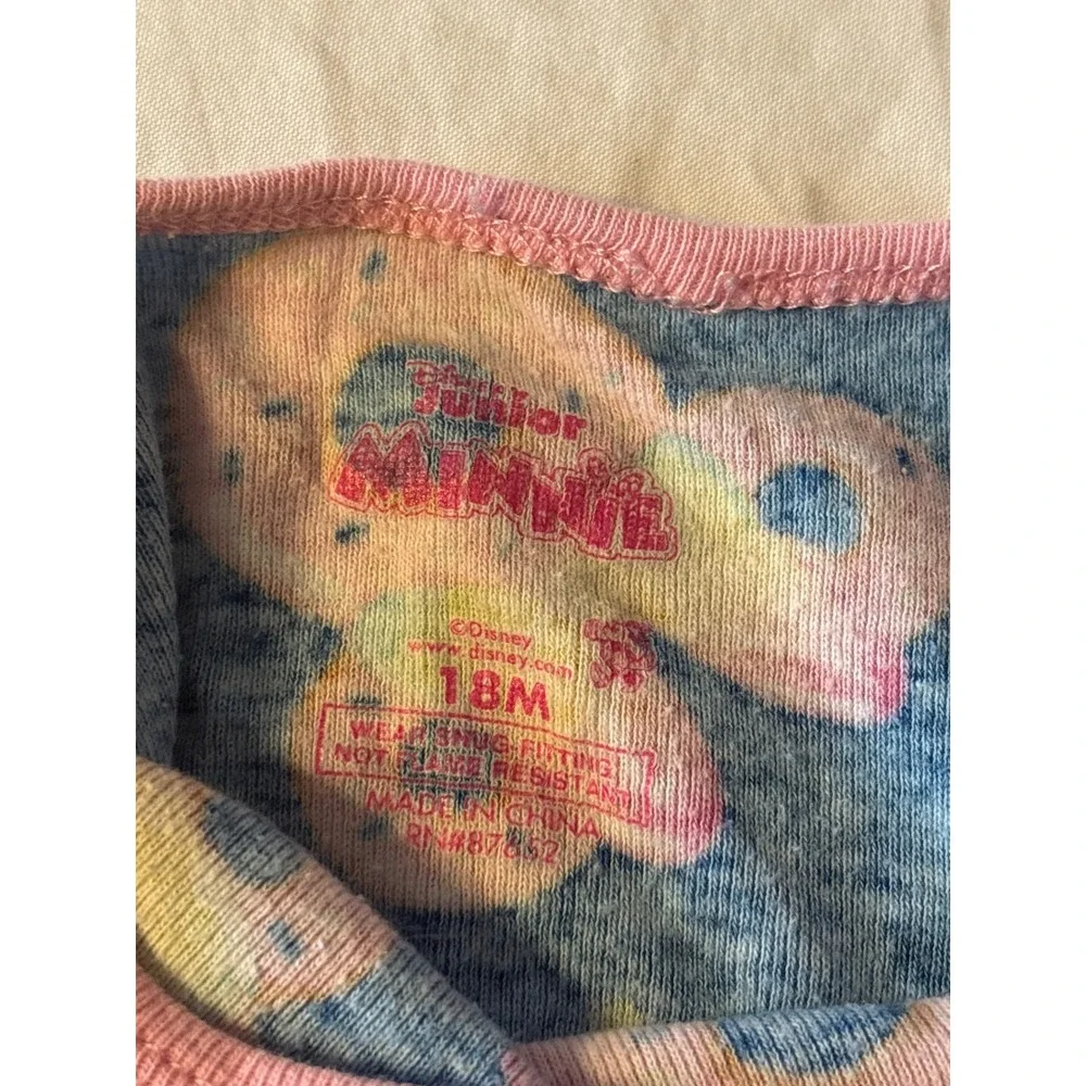 Disney Minnie Mouse Pajama Set Kids 18M Blue Good Donut Print‎ Snug Fit PJ